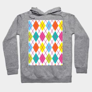 Punk Rock Argyle Print Pattern Lime Magenta Yellow Teal Hoodie